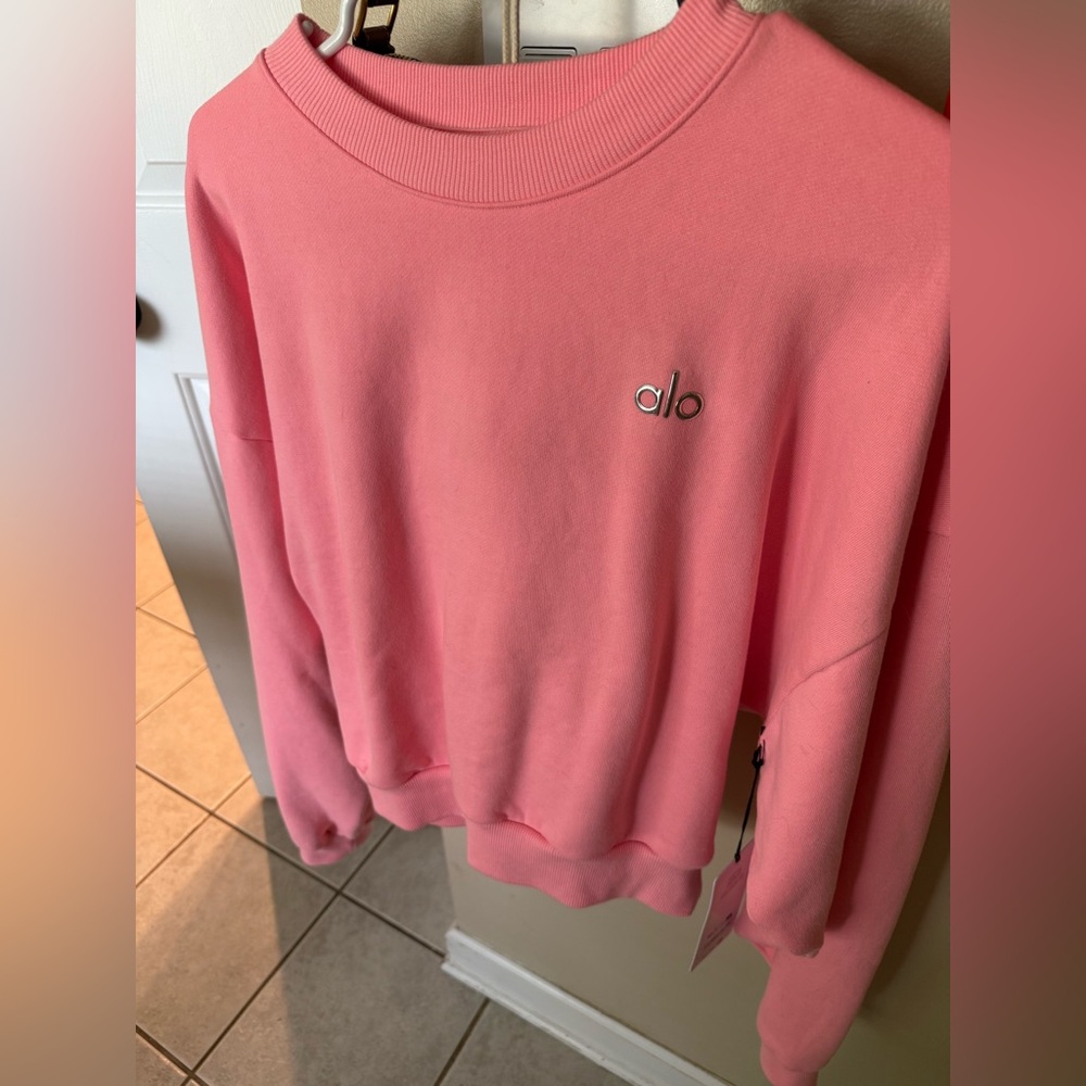💕NWT ALO Yoga Pink Bubblegum Cropped Crewneck💕 - Picture 5 of 6
